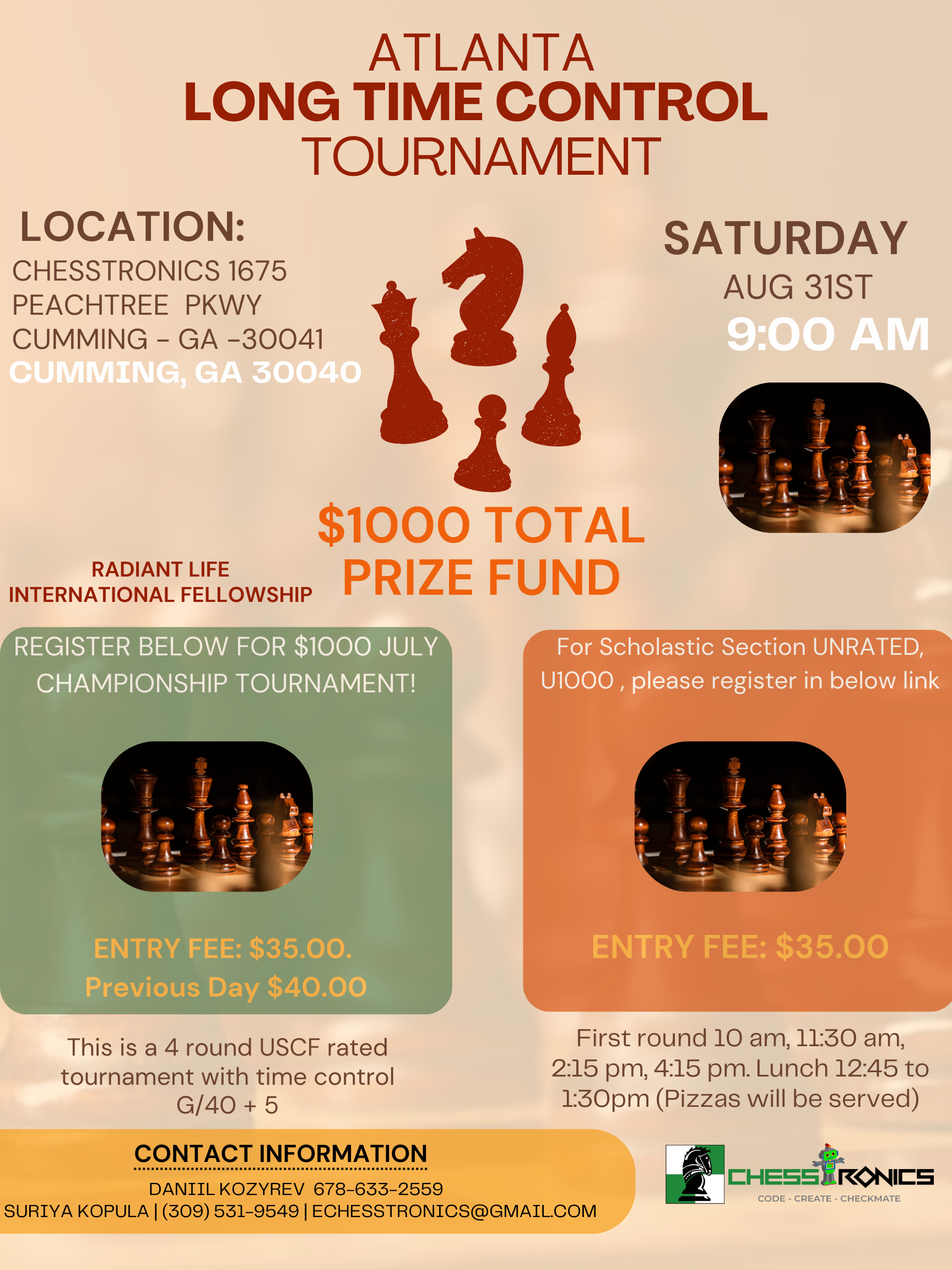Chesstronics In-Person USCF Rated Tournaments